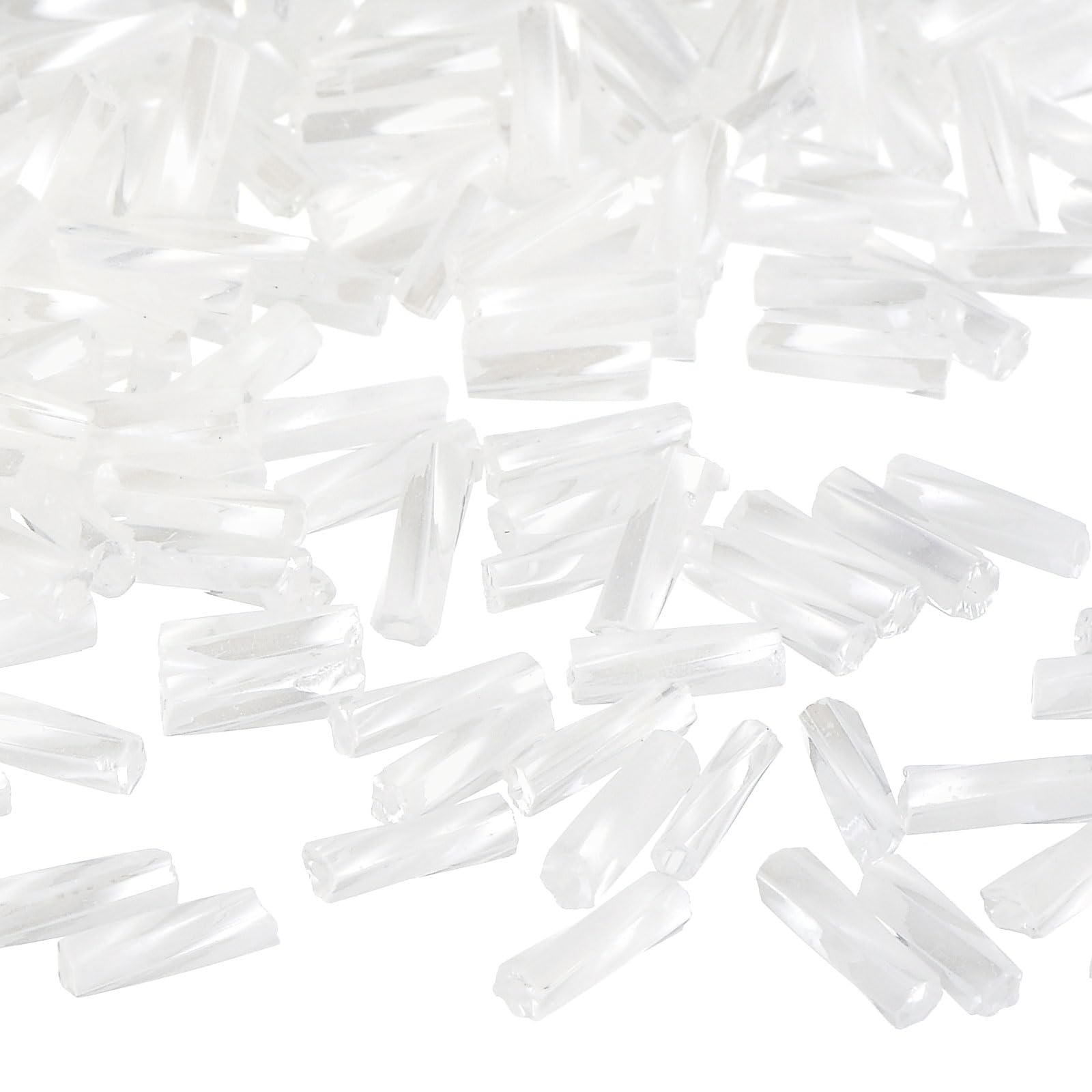 uxcell 1200Pcs Glass Bugle Beads, 6x1.7mm Tube Mini Loose Glass Seed Spacer Bead for DIY Earrings Necklaces Bracelets Jewelry Making (Oiled White)