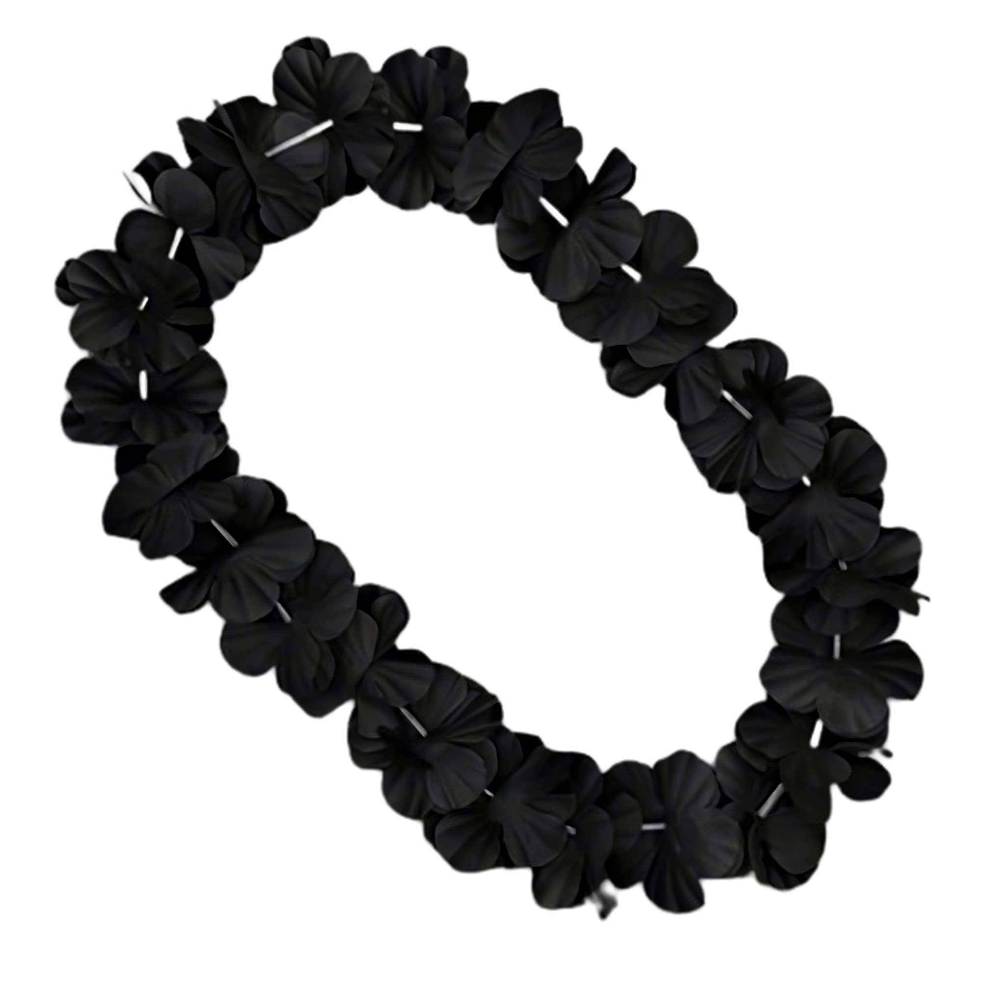 blinkee 6 Pack - Amelia Luau Hawaiian Black Flower Lei Necklaces - Tropical Accessory for Beach Parties, Surf Events, and Island Style Celebrations