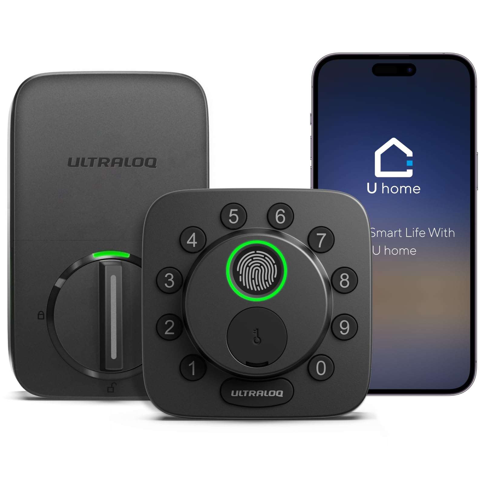 ULTRALOQ Bolt Smart Lock, Built-in Wi-Fi, Matter Over Thread, Works with Apple Home, Alexa, Google, 7-in-1 Keyless Entry Deadbolt with Fingerprint ID, App, Keypad, Remote Control, 18 Months