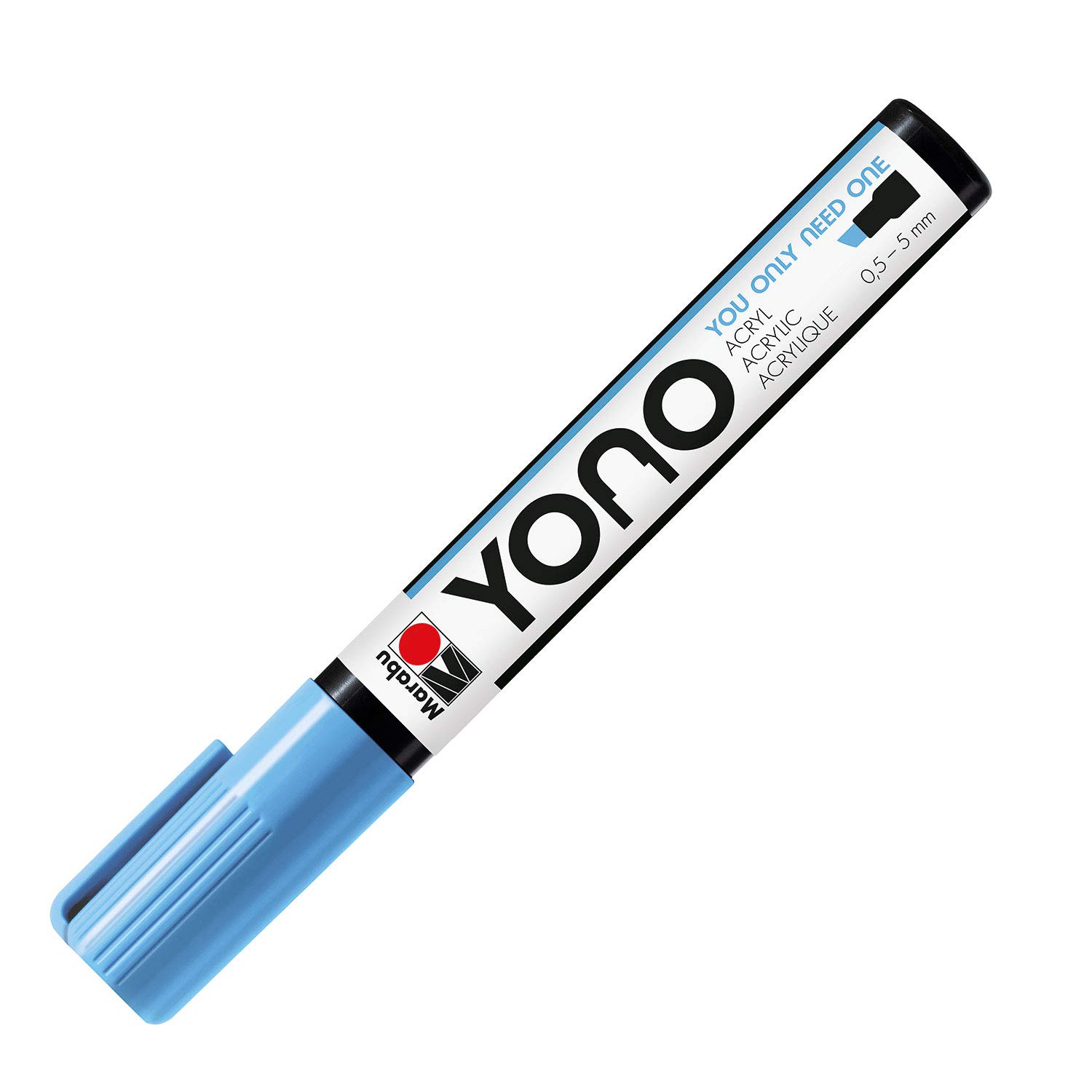 Marabu 12400102256 12400102256-YONO Marker, Pastel Blue 256, Versatile Acrylic Pen with Japanese Chisel Tip, Water-Based, Lightfast and Waterproof, for Almost All Surfaces, 0.5-5 mm