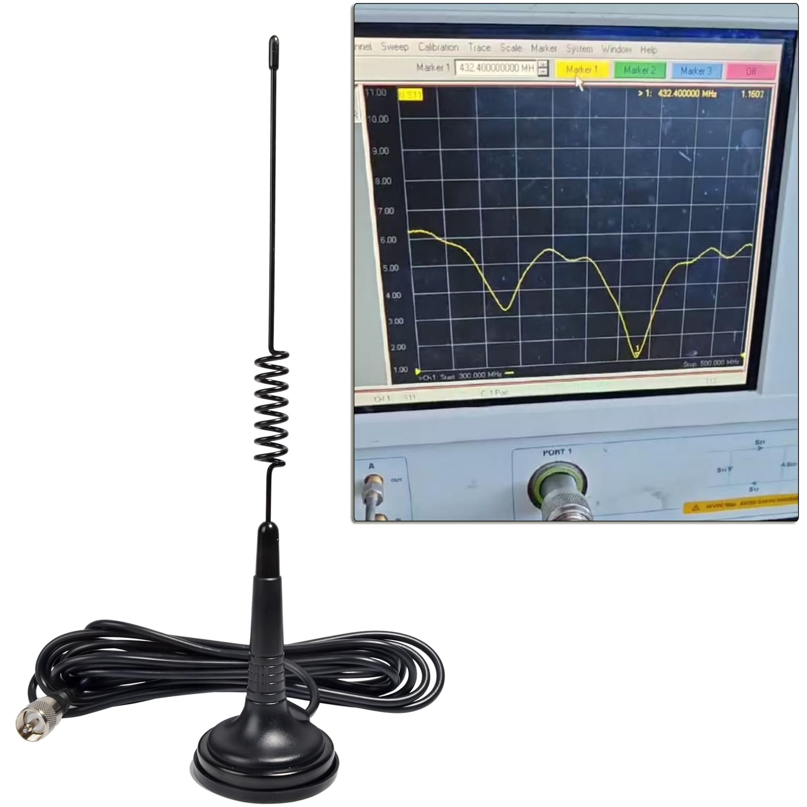 HYS TinyGS & LoRa-APRS Antenna 433 Mhz 6,3 cm Magnete Supporto Antenna Trasmettitore e Ricevitore Extender Cancello Allarme Estensore Estensore Del Segnale A Lungo Raggio Esterno/Interno, Antenna