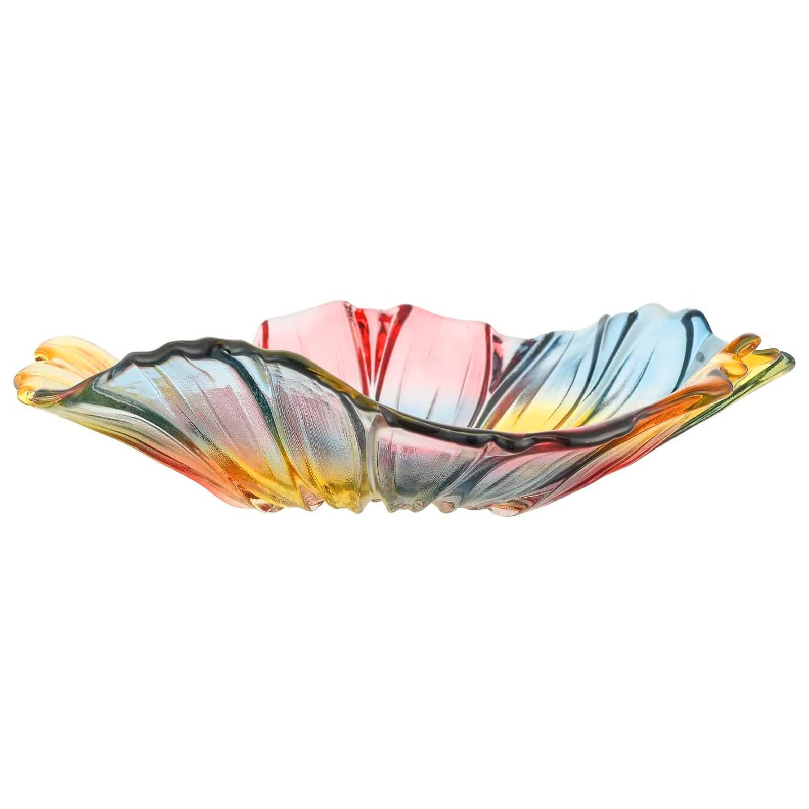 Art Sunflower-Shaped Crystal Glass Muti-Color Candy Tray, Tabletop Fruit Plates Dessert Plate Cake Plate?Wedding Home Decor?Christmas Decorative Bowl