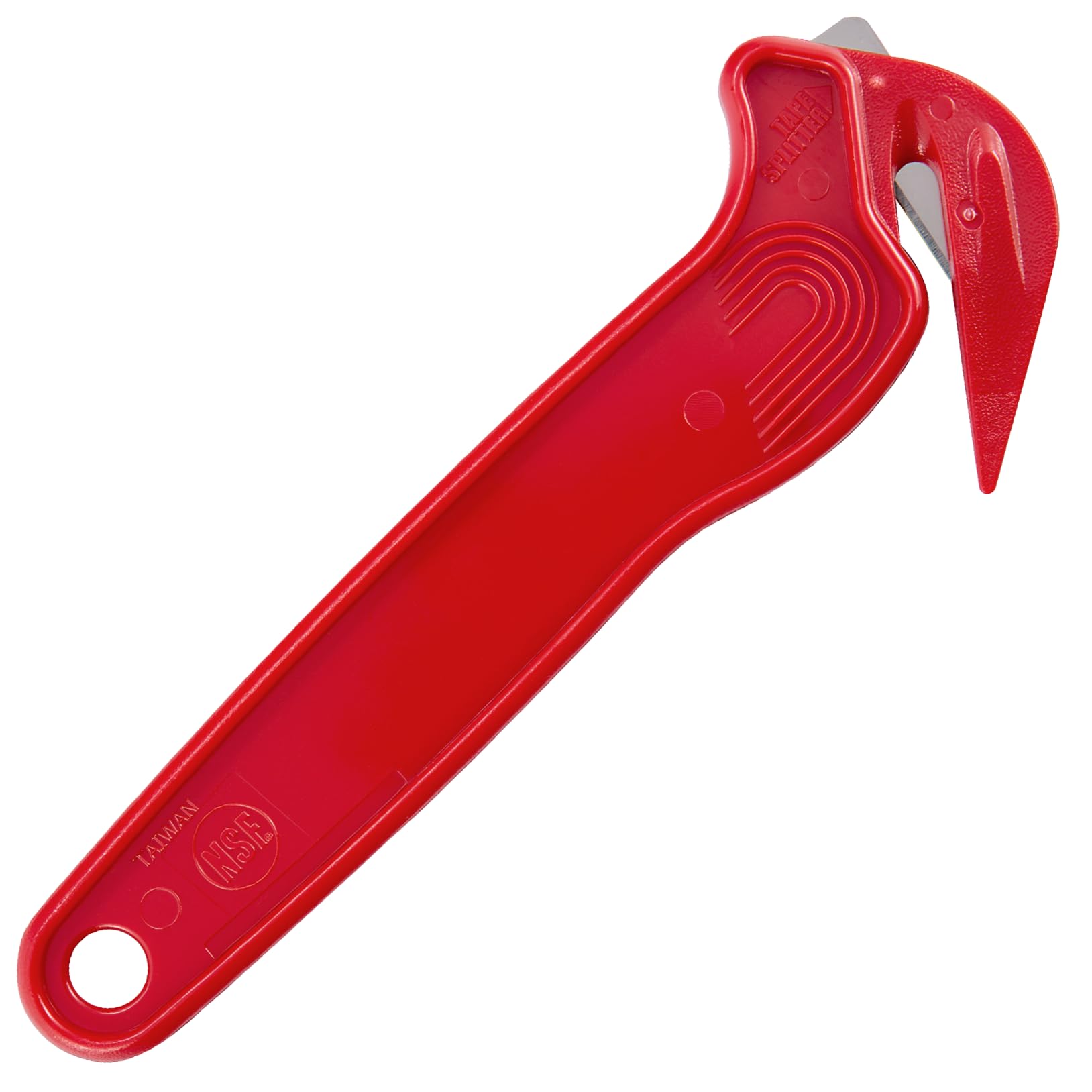 Pacific Handy Cutter Disposable Film Cutter | NSF Certified Food Safe Safety Box Cutter & Bladeless Tape Splitter | Perfect for Cryovac, Plastic Bags, & Shrink Wrap | Red