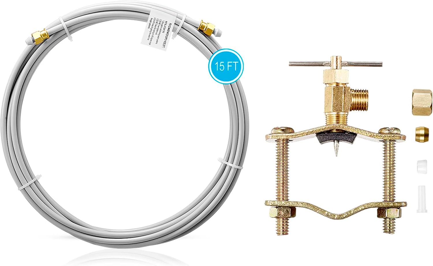 Self Piercing Saddle Valve,1/4" Compression Outlet Brass Needle Valve