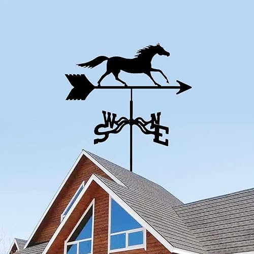 Miniatura 4 de Veleta de lujo con adorno de caballo negro satinado para granja, graneros, patio, césped, boda, jardín, patio, montaje en techo, fácil de usar