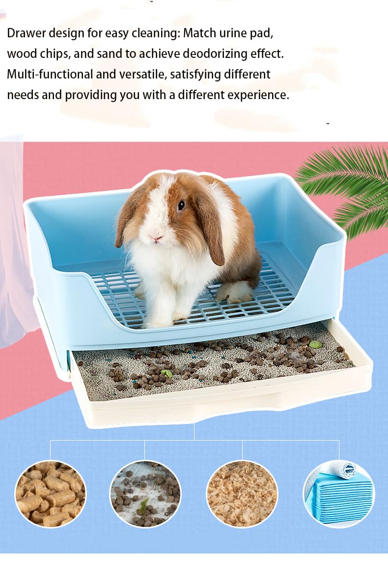 Rabbit Litter Box,Bunny Supplies,Large Pet Litter Pan Trainer with Drawer Corner for Rats Hamsters Ferret Bunny Guinea Pigs Chinchilla Small Animals,Rabbit Cage Accessories for Training Litter Pan - image 7