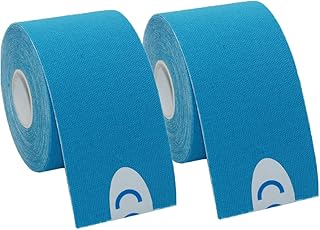 OBTANIM 2 Rolls Waterproof Breathable Kinesiology Tape, Athletic Elastic Kneepad Muscle Pain Relief Knee Taping for Gym Fitness Running Tennis Swimming (Blue)