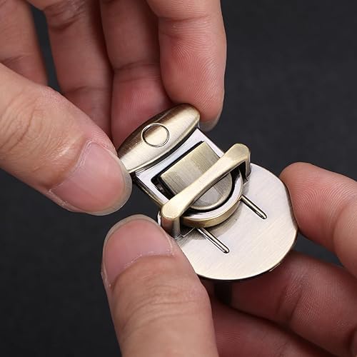 Miniatura 3 de 4 unids Tuck Lock Clasp Purse Thumb Lock Práctico Tuck Lock Lengua Lock para caja de cuero Hangbag Case Clasp Monedero Mochila Níquel