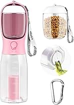 20oz Dog Water Bottle with Food Container & Poop Bag Dispenser | Leak-Proof Portable Pet Water Dispenser with Carabiner Clip | for Walking, Hiking, Travel