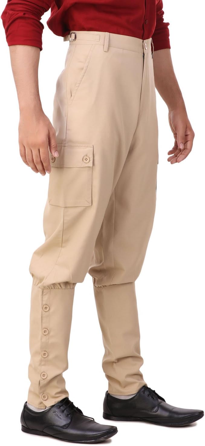 ThePirateDressing Steampunk Victorian Cosplay Costume Mens Airship Pants Trousers Small Beige (Poly Viscose Fabric)