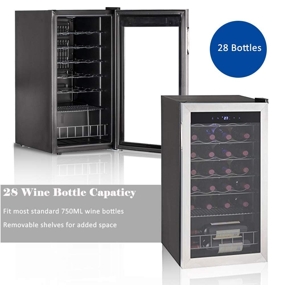Buy SMETA Small 28 Bottles Wine Refrigerator Cooler with Stainless