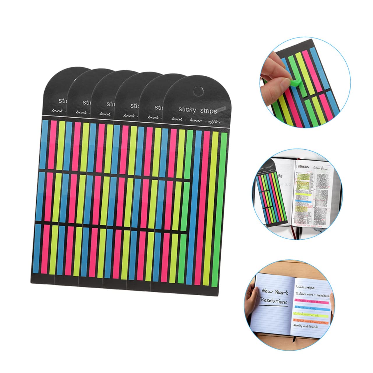 OSALADI 4 ensembles Étiquettes Fluorescentes Bandes De Surligneur Bandes De Surligneur Autocollants Onglets Autocollants Onglets De Livre Surligneurs Marqueurs De 6 pièces * 4