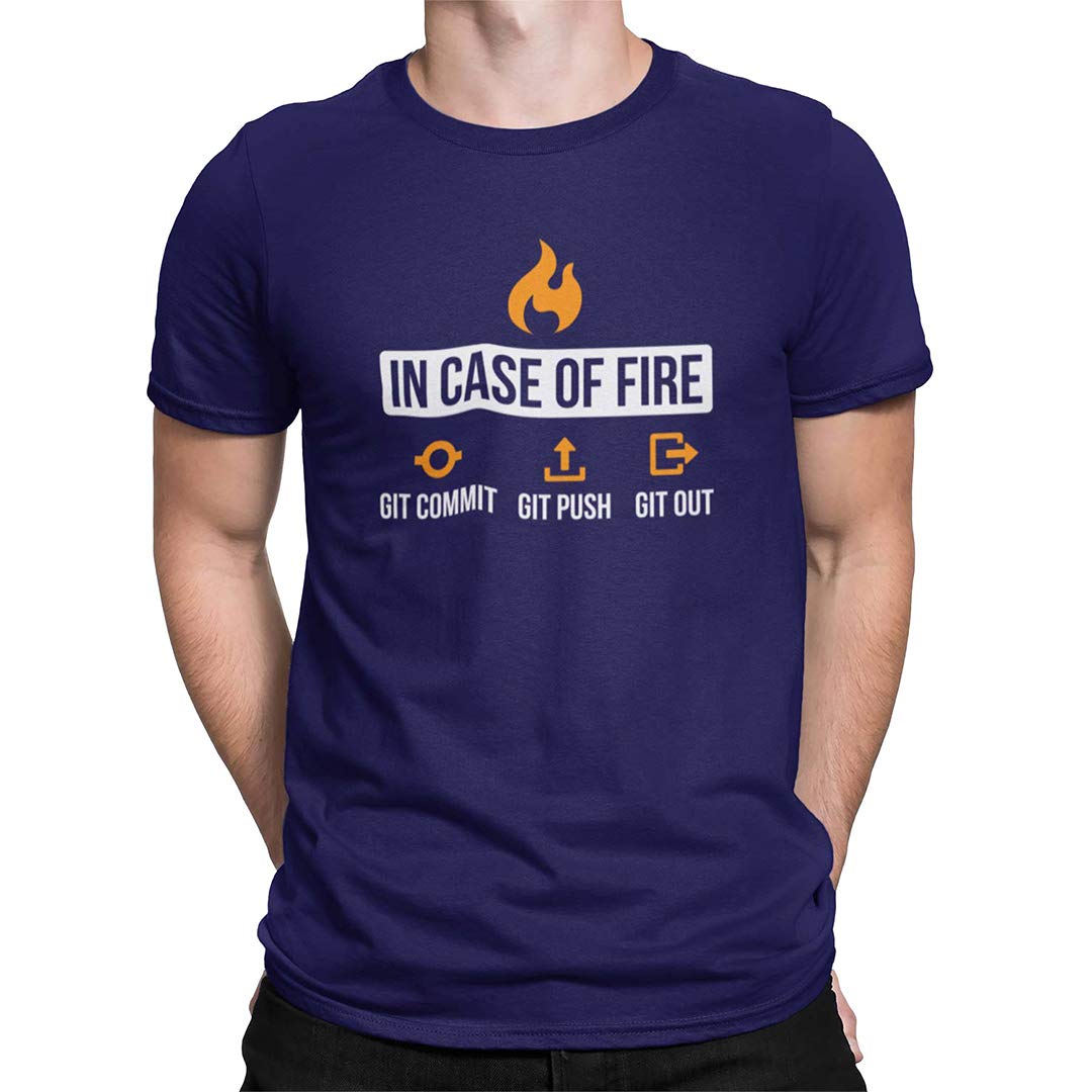 DUDEMEin Case of Fire T-Shirt, 100% Cotton T-Shirts for Programmer, Coding, Developer, Software Mens, Round Neck T Shirts for Women, Half Sleeve Tshirt for Men