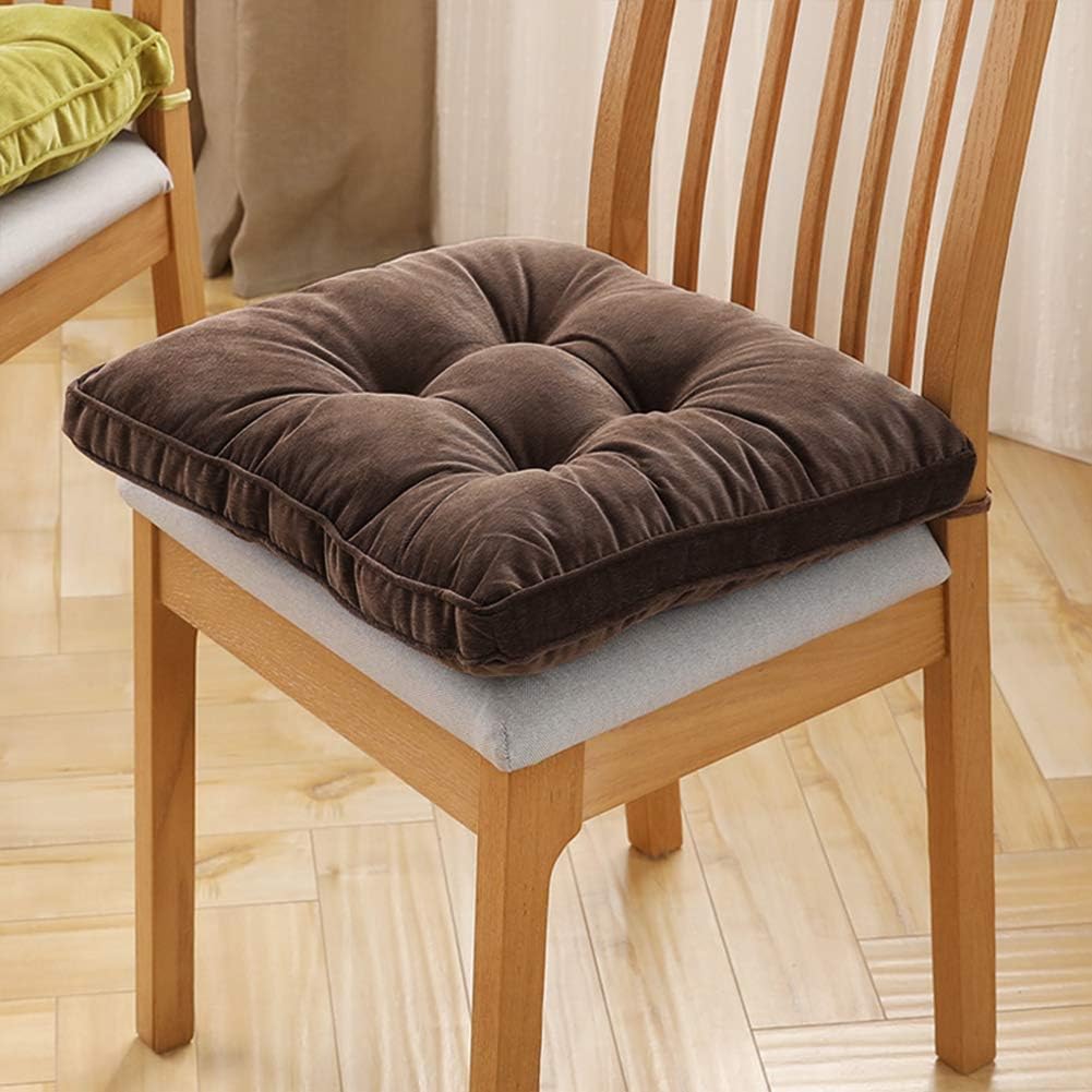 Tiita Patio Chair Pads Cushions 18x18 Inch, Seat Cushion Pillows with Ties for Indoor/Outdoor Kitchen Dining Chairs Set of 2, Coffee