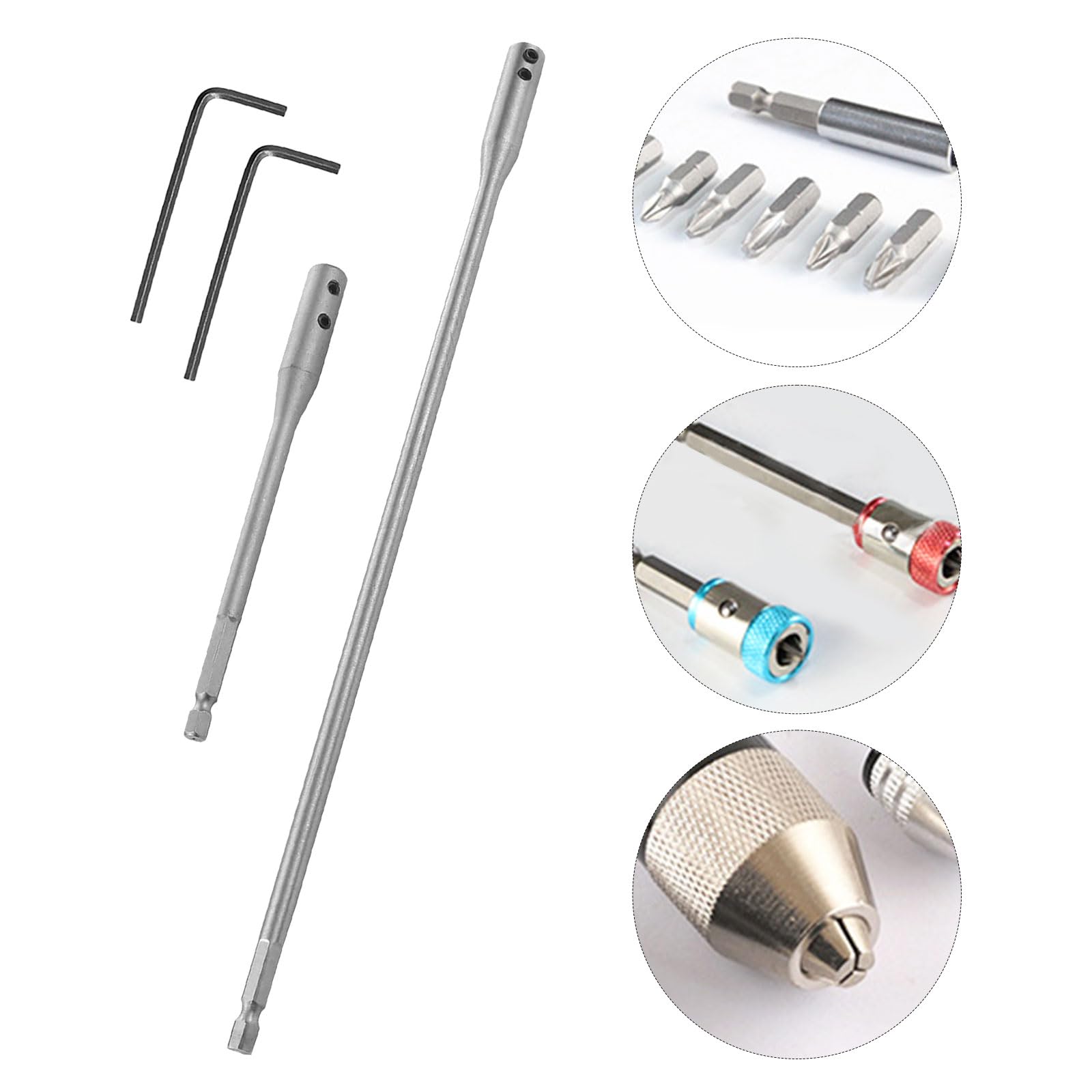 GIONAR Drill Bit Extension Set, 1/4 Inch Drill Bit Extension Bar, 6" & 12" Drill Extension, with 2 Hex Wrench Key, High Carbon Steel Material, Perfect for Mechanics, Construction Work, Carpenters - Image 4