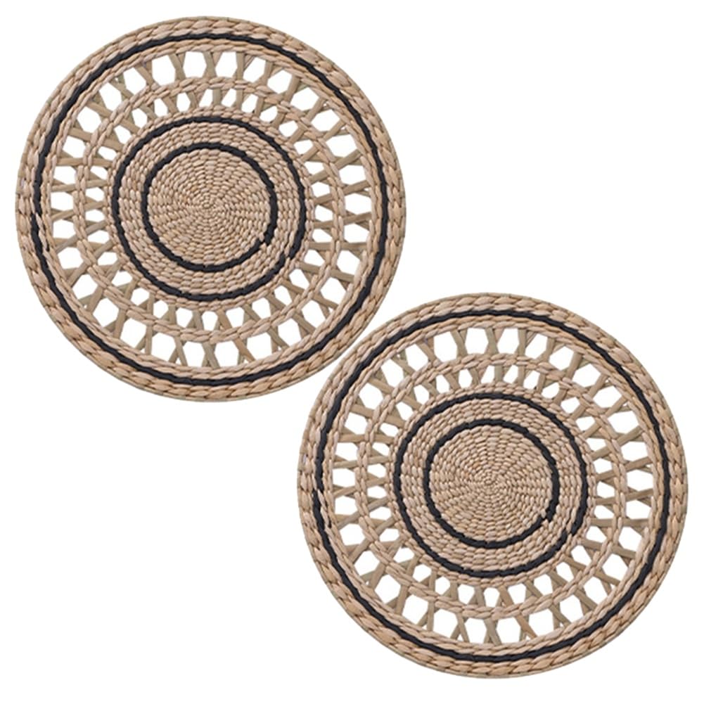 UDSKNV[KSL Woven Wall Decorative Round Handcrafted Rattan Wicker Hanging Plate Basket Home Decoration