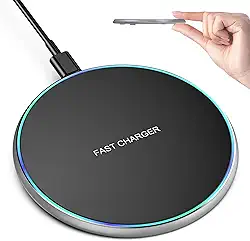 Carregador sem fio compatível com iPhone 16 15 14 13 12 11 Pro Max/Mini/Plus/XR/X/8, 15W Max Fast Wireless Pad Mat para Samsung Galaxy S23/S22/S21/S20/S10, Galaxy Buds