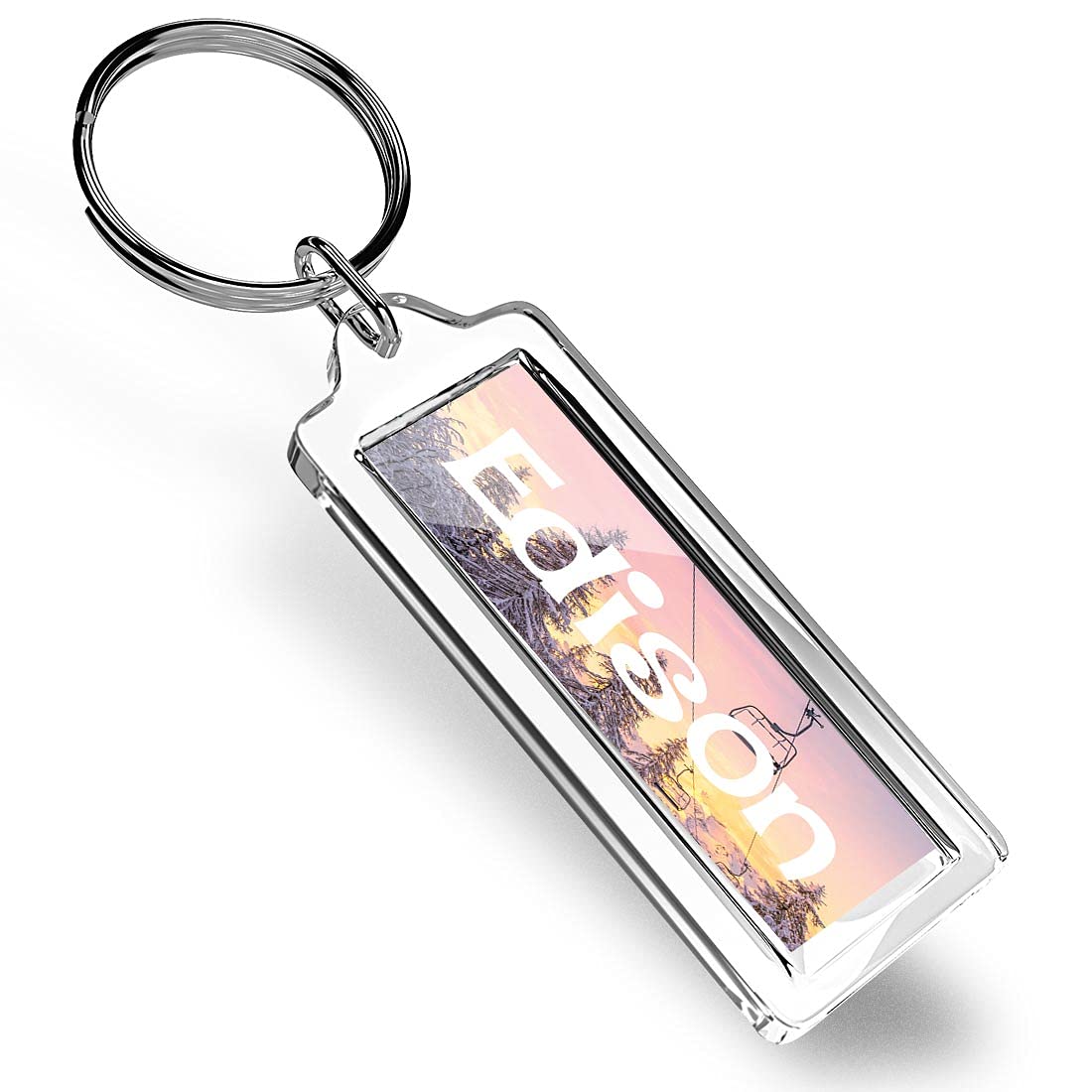 1 x Edison Name Ski Snowboard Keyring Lightweight Plastic Keyring Key Chain Key Ring #129109