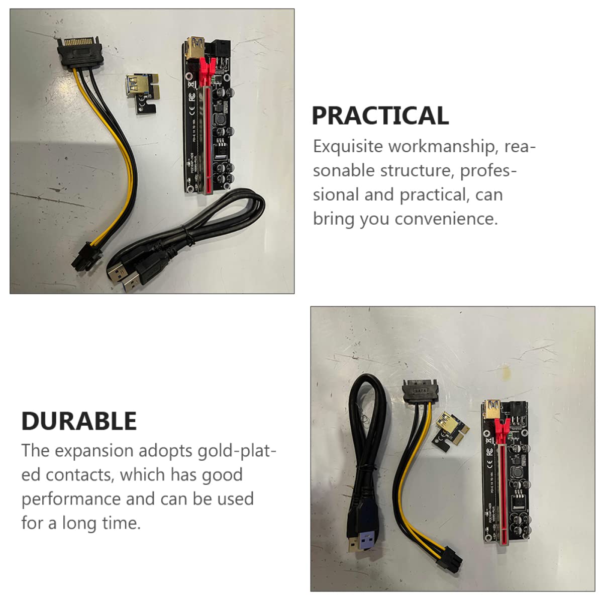 Pci-e 1x to 16x Extender Card Gpu Riser Adapter Pcie Power Cable Extender 6-pin Interface Stable Power Supply