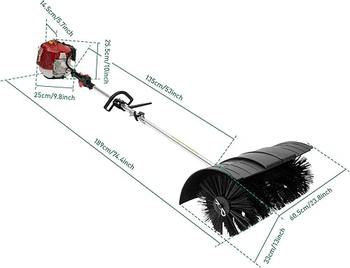 Miniatura 9 de Barredora de mano de 52 cc, 2 tiempos, 2.3 HP, motor de gasolina, escoba, escoba eléctrica, herramientas limpiadoras (52 cc 2.3 HP - A)