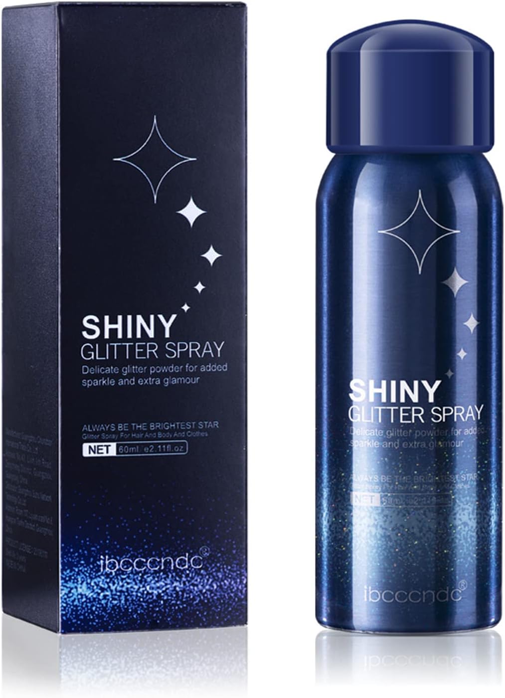Body Glitter Spray voor vrouwen, glinsterende spray voor huid, gezicht, haar, sneldrogend, waterdicht, glanzende glitterspray voor Kerstmis, festival, feest, 60 ml