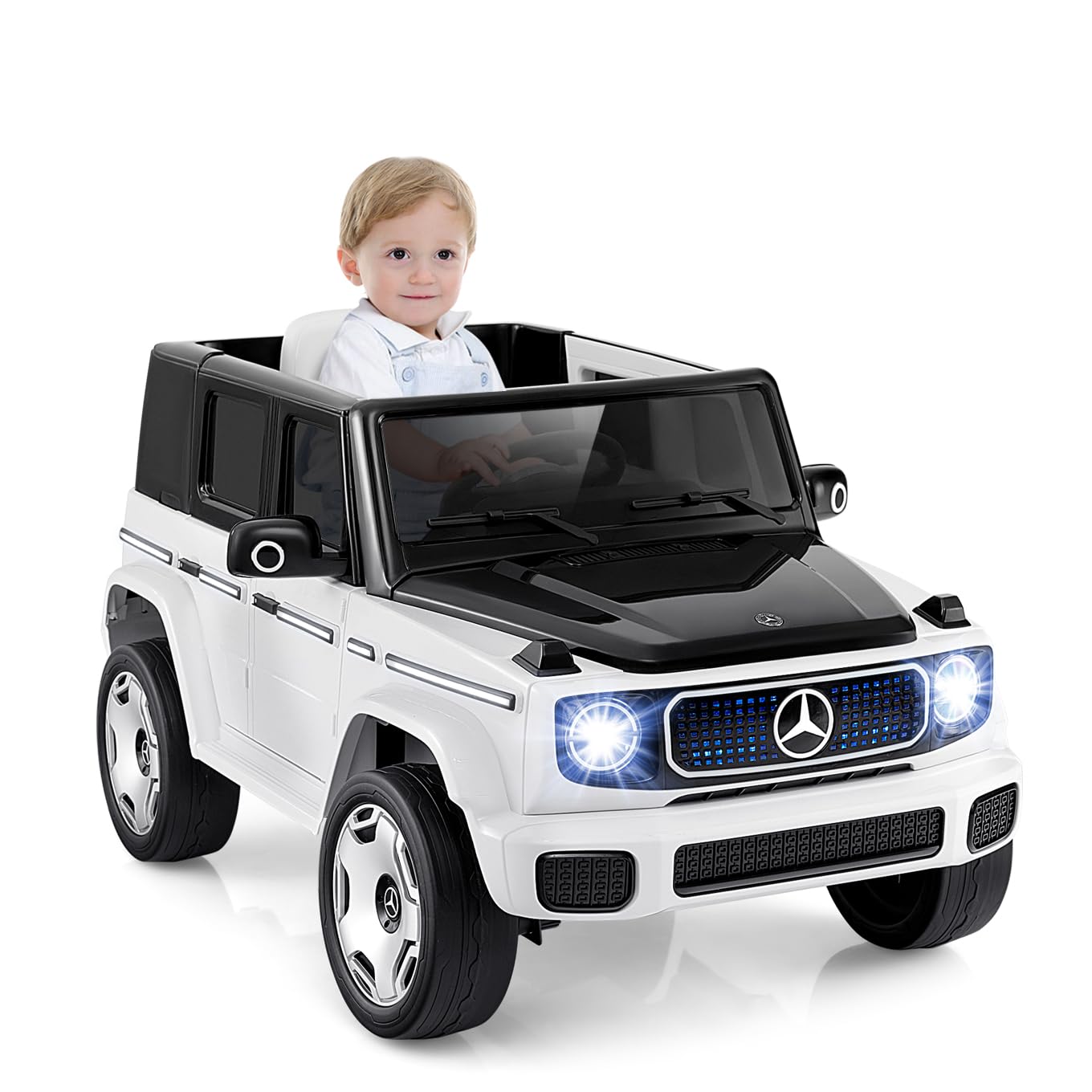 DREAMADE 12V Voiture Électrique Enfant Mercedes-Benz EQG,Véhicule Electrique Enfant 3-8Ans avec Télécommande 2,4G,Démarrage Lent,3-5 KM/H,LED,USB,Lumières,Musique,Charge 30KG (Blanc)