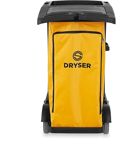 Miniatura 2 de Dryser Carrito de limpieza comercial con ruedas, organizador de limpieza negro con tapa, estantes y bolsa de vinilo