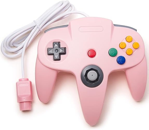 Classic N64 Controller, Retro N64 Wired Joystick Replacement Gamepad Controller for N64 System Video Games Console Pink - pink