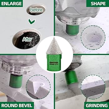 FACHLICH Diamond Milling Finger Chamfering Bit 10-35mm/20-50mm Ceramic Tile Porcelain Granite Vacuum Brazed Hole Saw Hex Shank