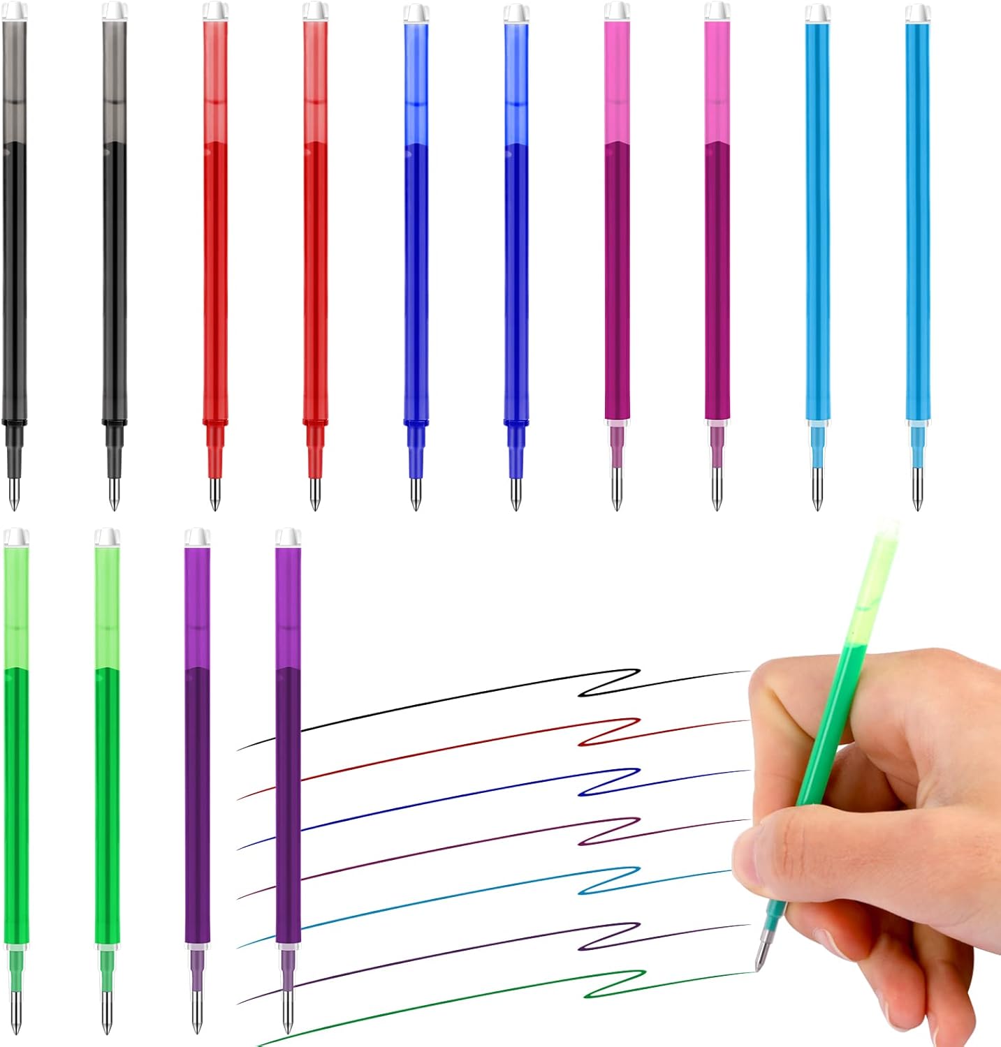 14 Pcs Erasable Pen Refills Set, 0.7 Mm Fine Point Gel Ink
