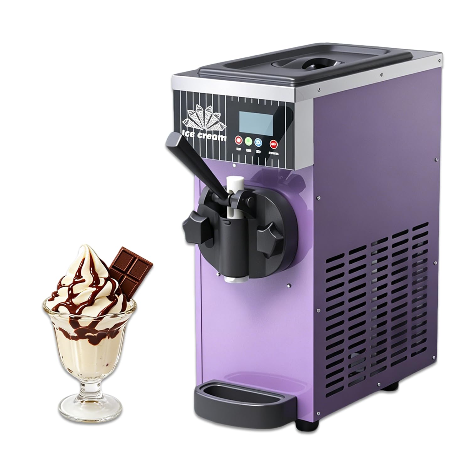 Máquina de Helado Suave de sobremesa, de un Solo Sabor, de Acero Inoxidable, fácil de Limpiar, cocinas, cafeterías y pequeños Negocios. 4