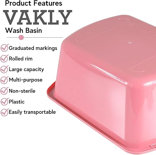 Miniatura 2 de Lavabo rectangular de plástico para mesita de noche de hospital paquete de 2 7 cuartos de galón - Cuenca portátil para remojar los pies, color rosa