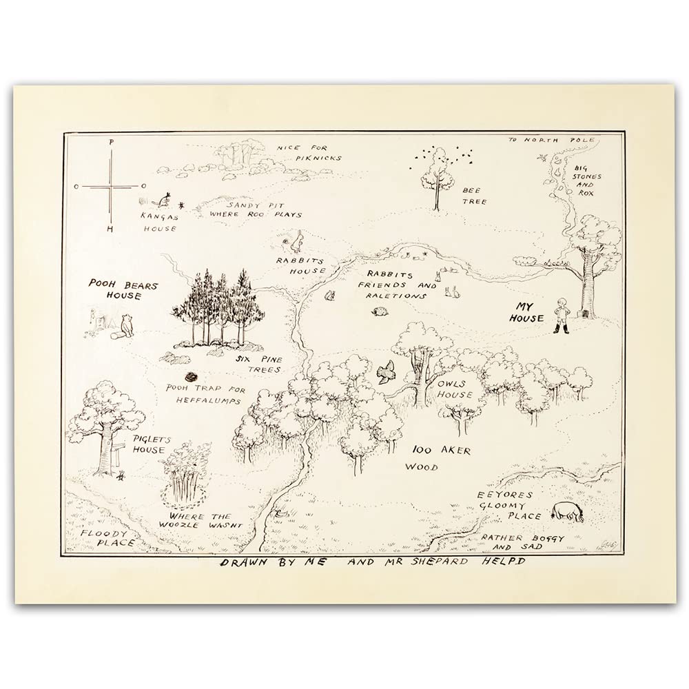 Buy Classic Winnie the Pooh Decorations of The Hundred Acre Wood 11x14 Unframed Print Pooh