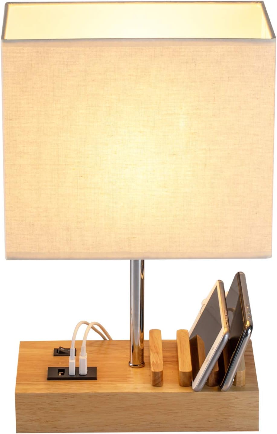 USB Bedside Table Lamp, HHome Plus Desk Lamp with 3 USB Charging Ports