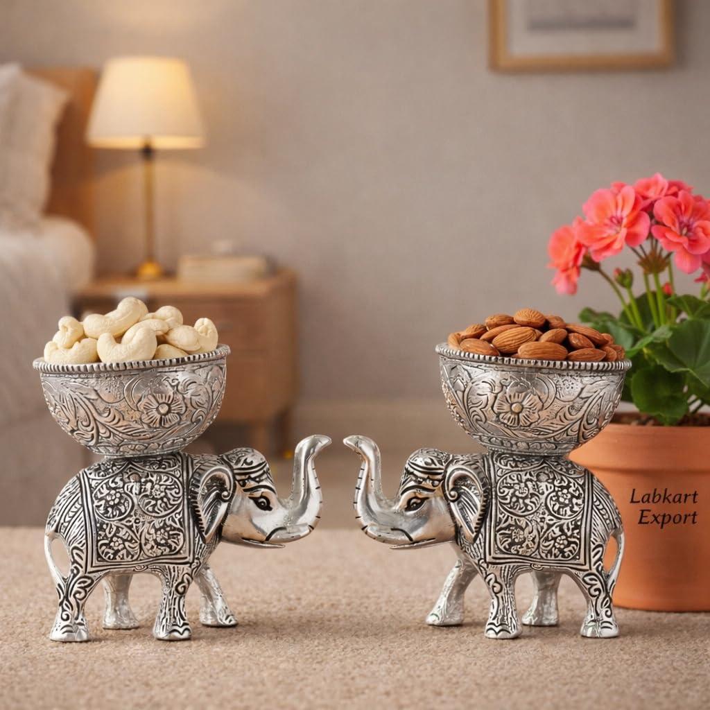 Brass Elephant Urli Bowl Ethnic Design Uruli Pot for Home Decor Floating Flowers Candle Lamps Temple 1 L