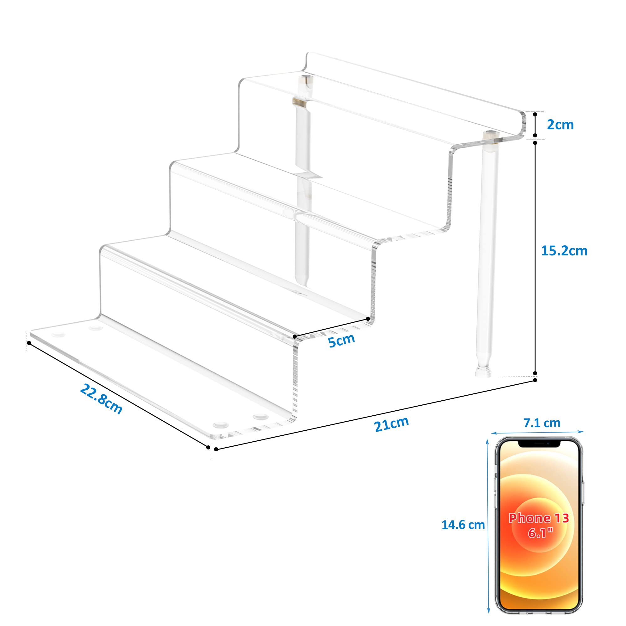 Doorzichtig display, 3-traps acryl riser display, standaard