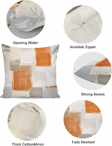 Miniatura 5 de Paquete de 2 fundas de almohada decorativas de algodón, color naranja quemado, marrón, gris, graffiti, arte de pintura de graffiti, 20 x 20