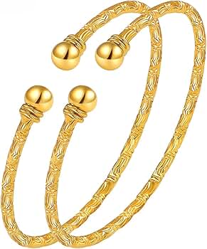 Ethlyn Indian Classical Jewelry 18K Gold Plated Cuff Bangles Bracelets for women men Daily Use