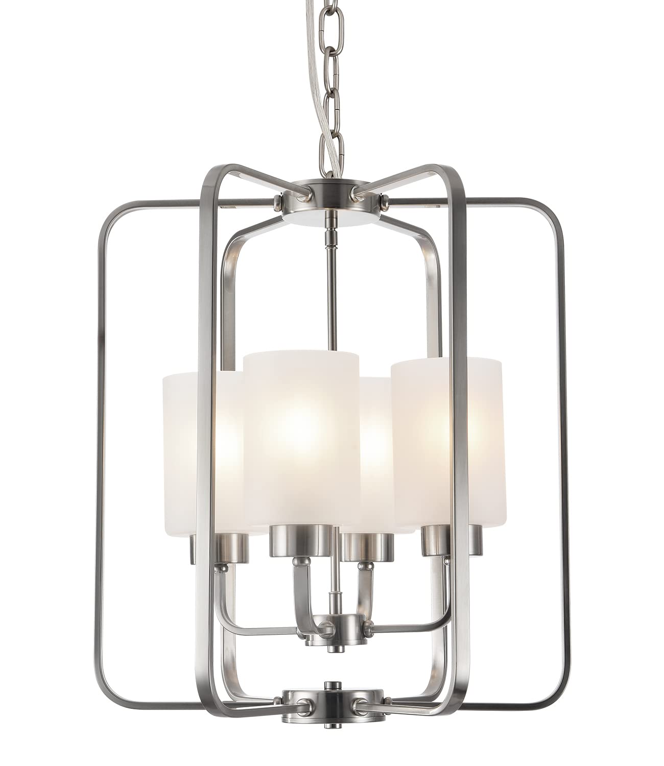 4 Light Contemporary Chandeliers Brushed Nickel Modern Light Fixtures Ceiling Hanging Industrial Pendant Lighting for Foyer Bedroom Dining Room Bathroom