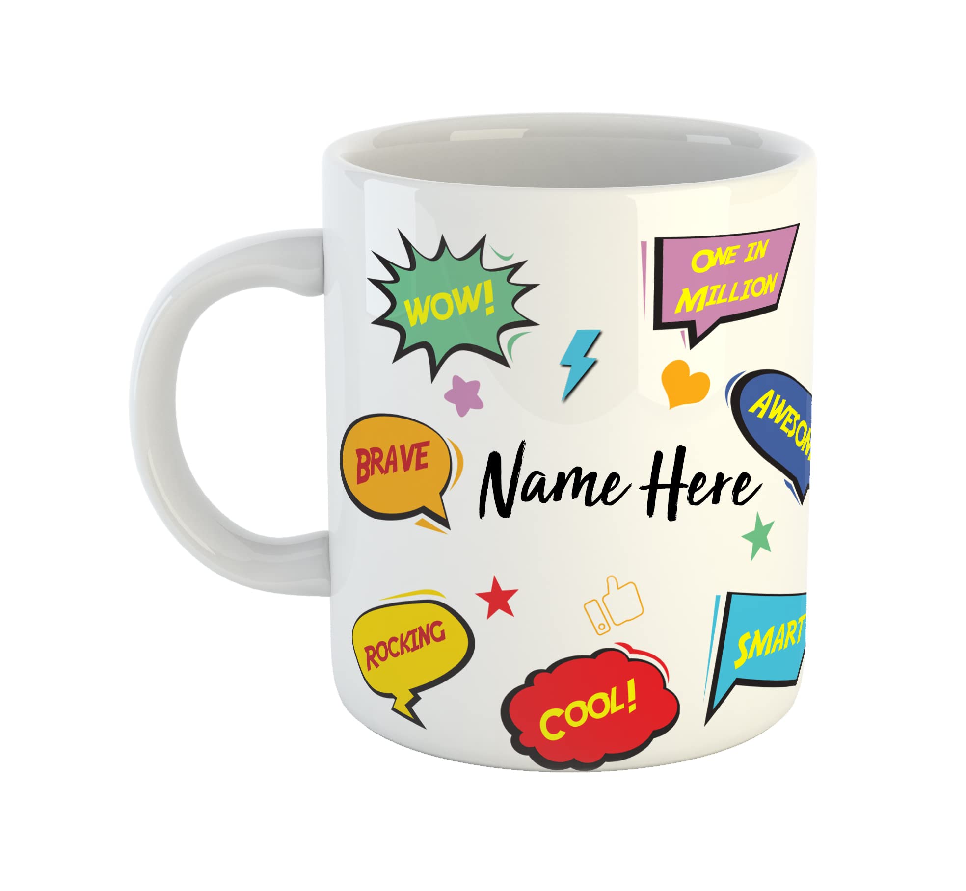 ASHVAH Customized Name Personalised Ceramic Coffee Mug - Best Birthday Gift for Daughter, Son, Sister, Brother, Return Gift for Kids, Add Your Name on Mug