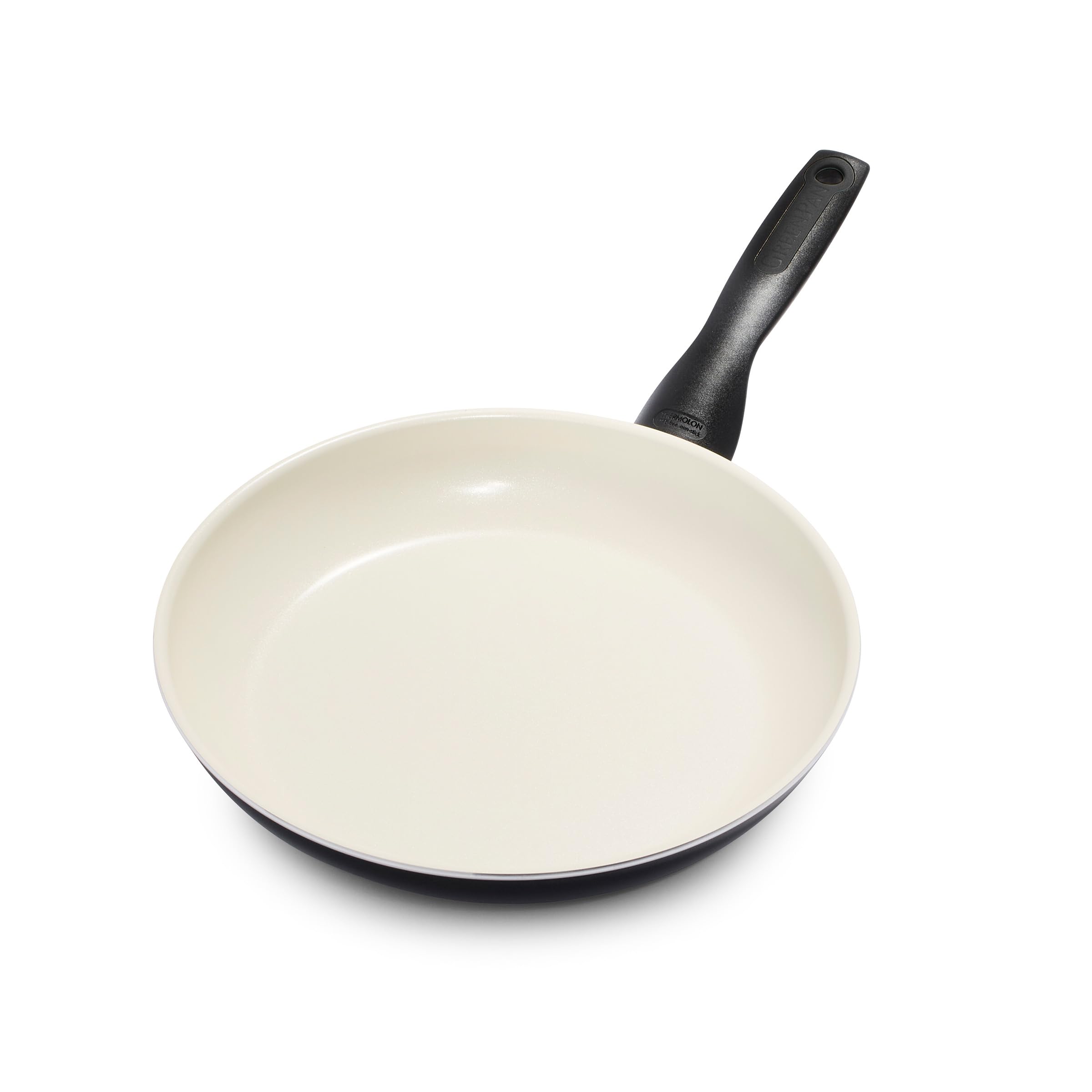GreenPan Rio Healthy Ceramic Non-Stick 26cm Frying Pan Skillet, PFAS Free, Stay-Cool Handle, Oven Safe up to 160°C, Dishwasher Safe, Black & Cream
