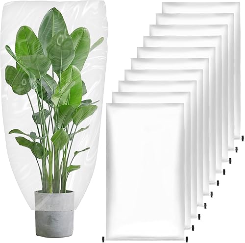 KBOROVER 10 piezas de cubierta grande para plantas de invierno, protección contra la congelación, cubierta de plástico de protección de plantas de