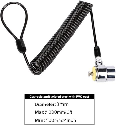 Miniatura 3 de Paquete de 10 candados de cable de seguridad para laptop de 6.2 pies de bloqueo retráctil para portátiles, monitores y otros dispositivos (llave