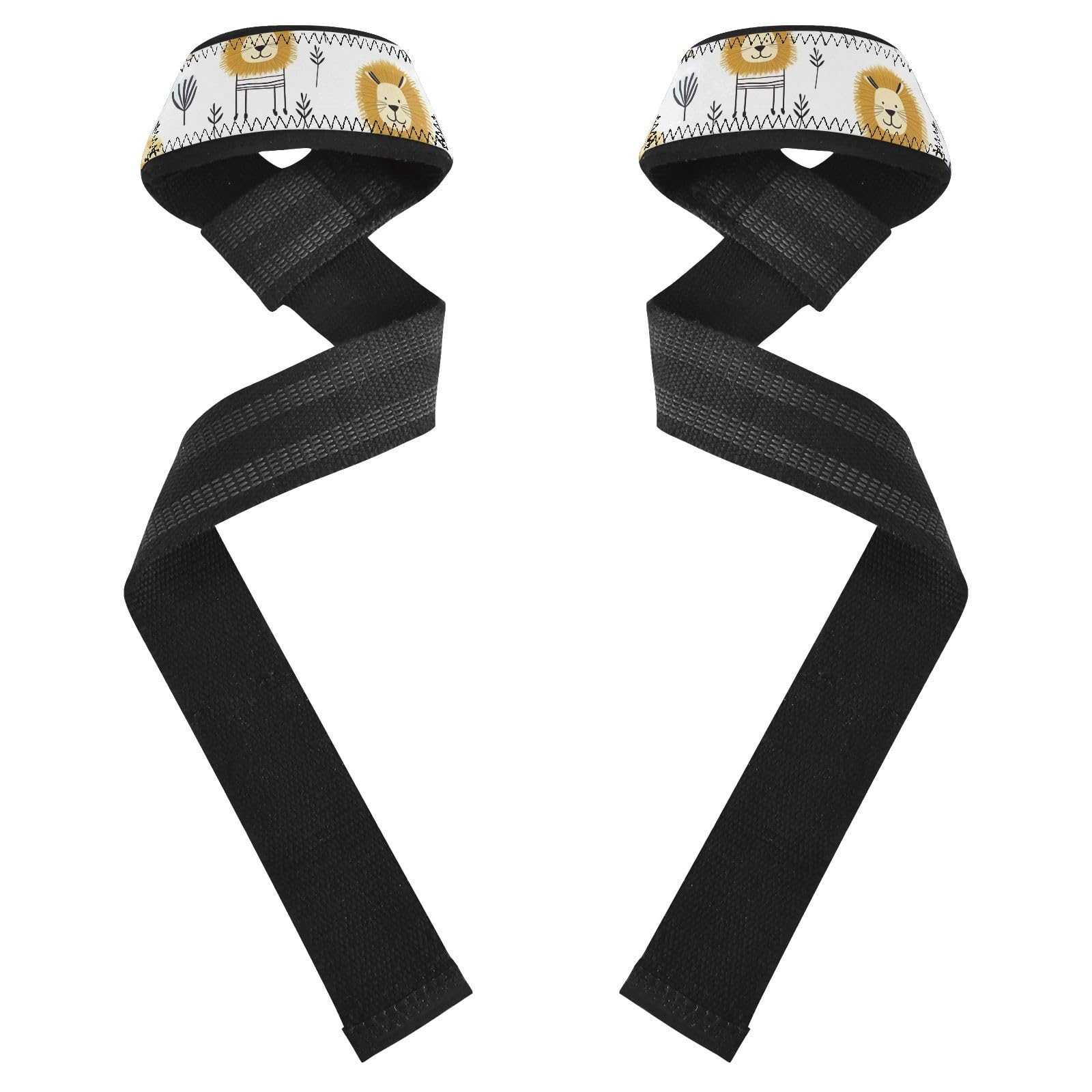 Nander Cute Cartoon Lion Wrist Straps for Weightlifting,Lifting Straps with Neoprene Cushioned Wrist Padded and Anti-Skid Silicone for Strength Training,Bodybuilding,Deadlifting