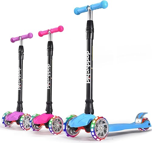 Patinete para niños, scooter de 3 ruedas para niños, juguete para niñosniños pequeños, altura ajustable, cubierta antideslizante, luces de rueda