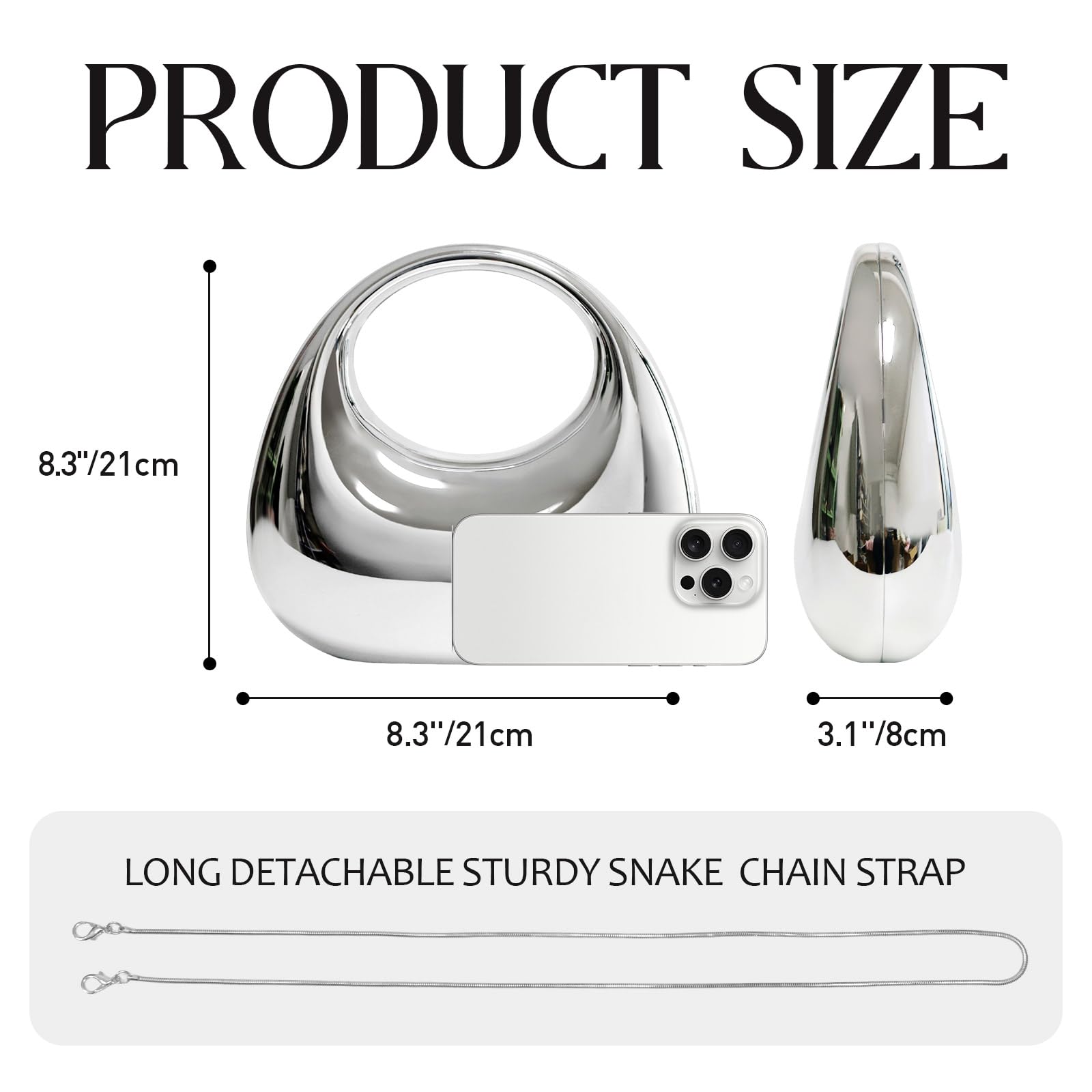 FUKEFUKEUS Acrylic Evening Handbags for Women Unique Moon Shape Clutch Purse Top-handle Hobo Bag for Wedding Party Cocktail