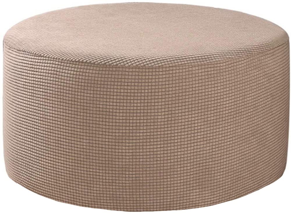 Velvet Ottoman Slipcovers - Round Stretch Footstool Covers, Modern Dustproof, Anti-Slip Pouffe Cover (Color: A23, Size: 76-104cm)