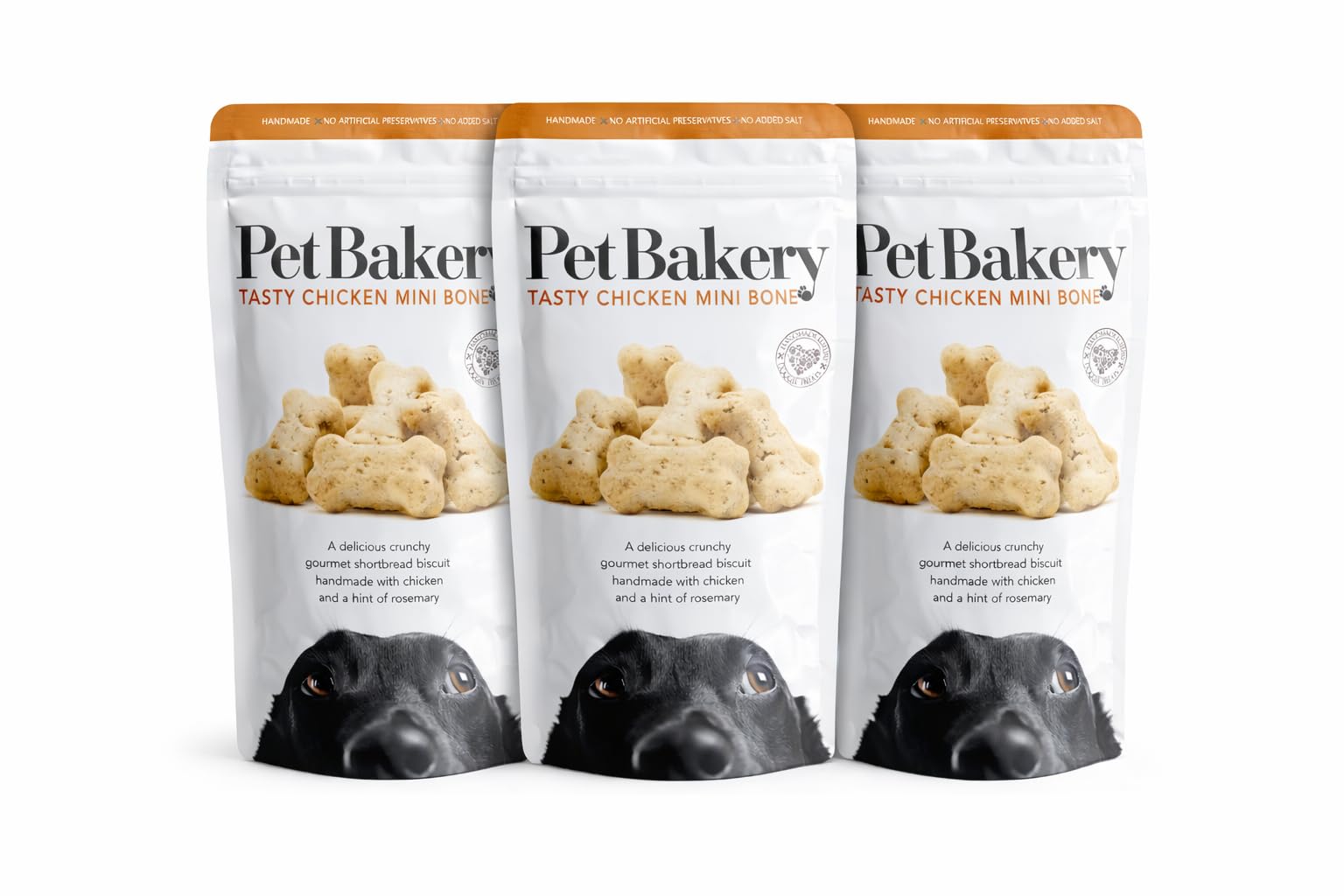 Pet Bakery Chicken Mini Bones Dog Treats 190g (Pack of 3) – Natural Chicken & Rosemary Biscuits for Dogs – Crunchy Training Treats & Everyday Rewards