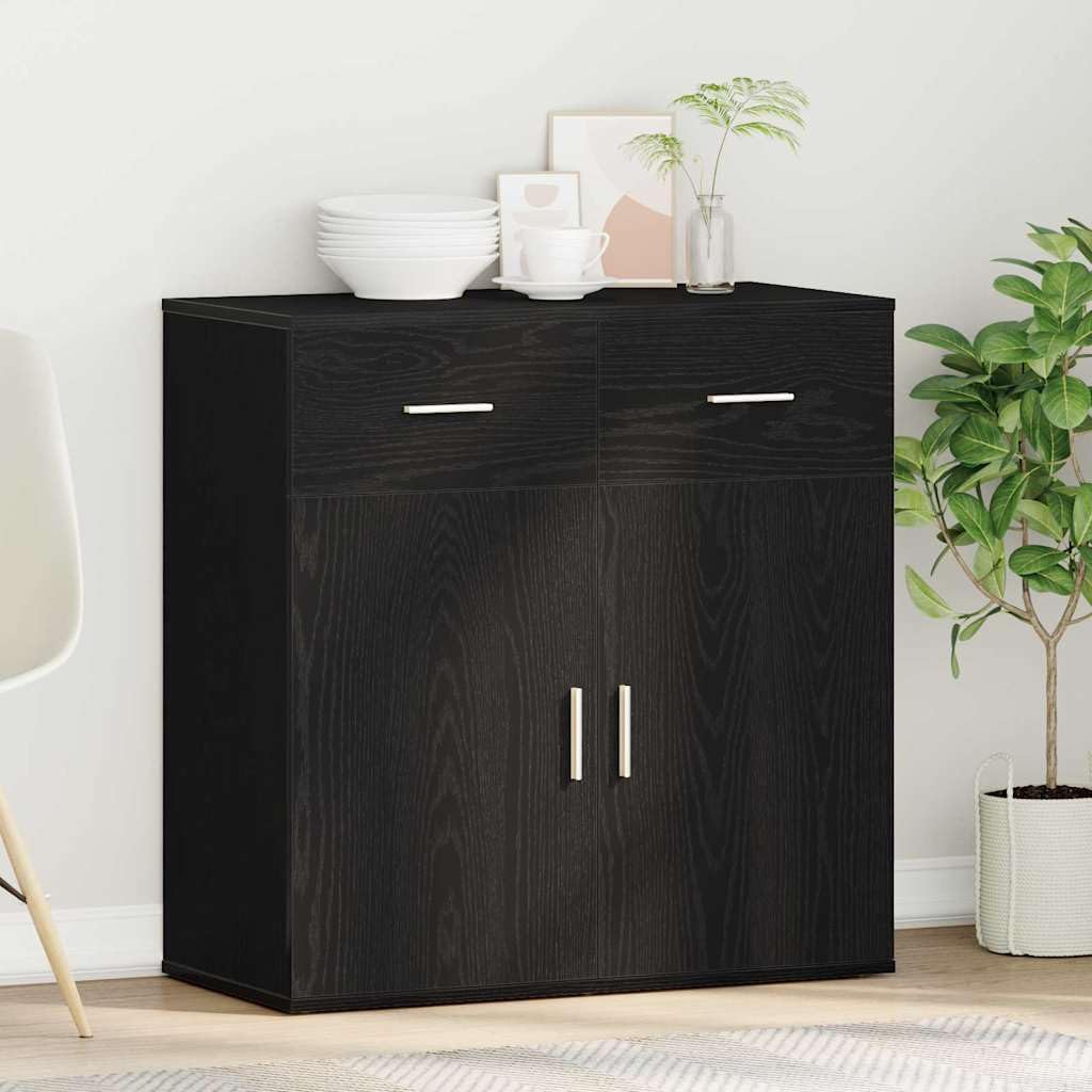 Credenza Rovere Nero 78 x 38 x 80 cm Legno Multistrato, Mobili,Armadietti e portaoggetti,Buffet e credenze, 28.45kg-871677