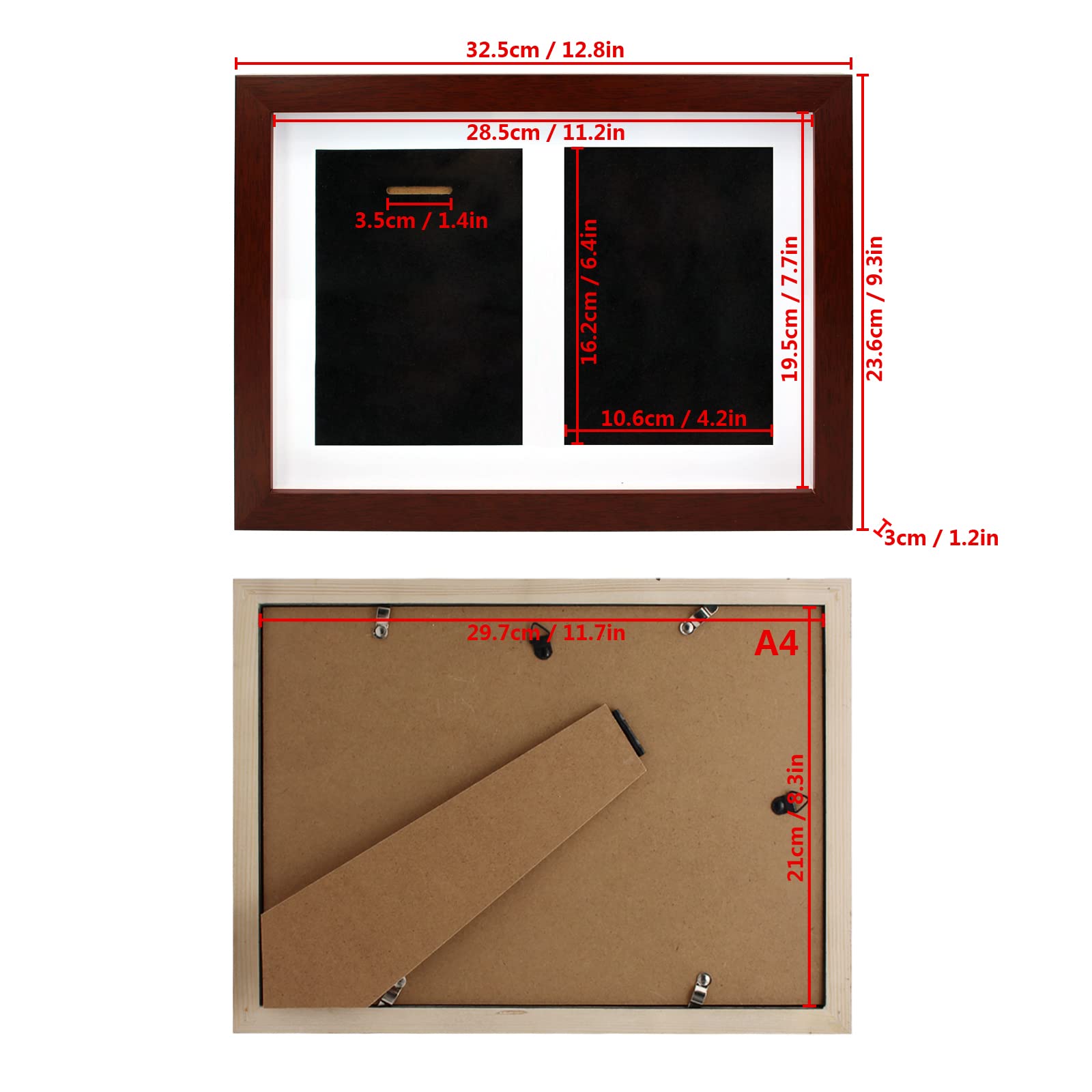 Cadre Pour 2 Médailles Pour Coureurs, Marathon, Football, Gymnastique, Tous Les Sports (marron Noyer, A4